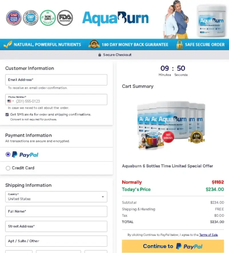 AquaBurn checkout security information